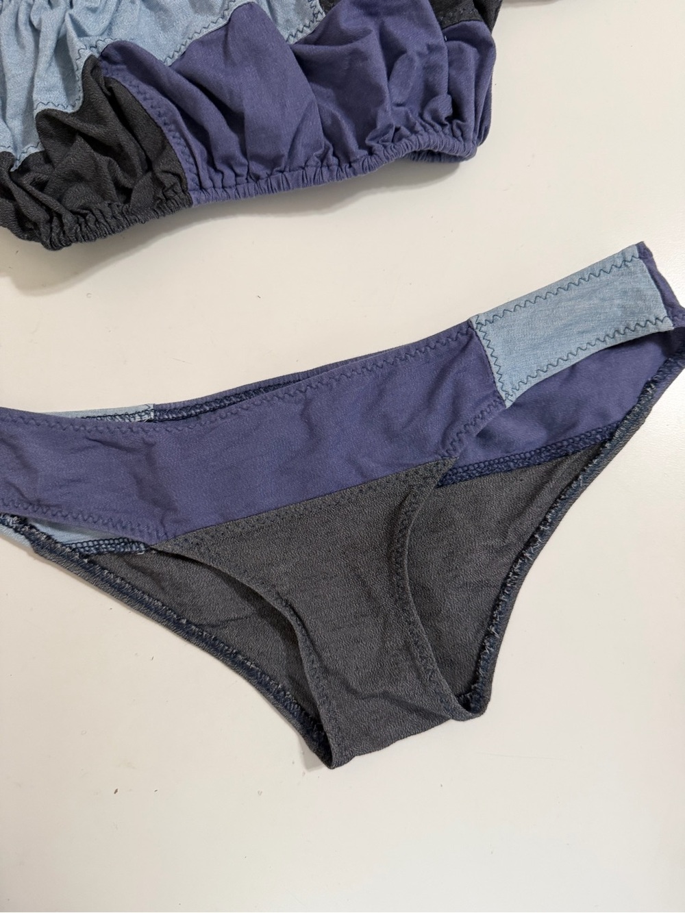 Lisa Marie Fernandez Bikini Set Women's XS Off Shoulder Color Block Blue Gray - Picture 6 of 13